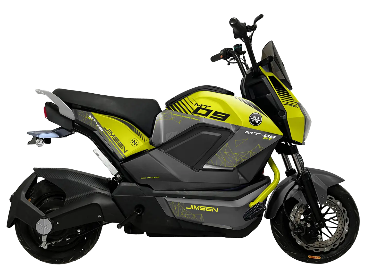 Yellow X2 800W electric motorcycle shown from the side with a sport-style urban design.